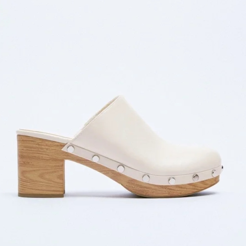 NWT Zara Faux Leather Studded Clogs
